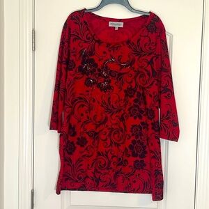 Closet Full Red Black Tunic Blouse Size XXXL